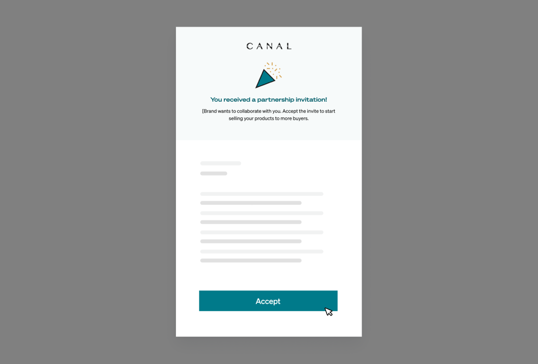 Page showing that you received a partnership invitation and an accept button at the bottom
